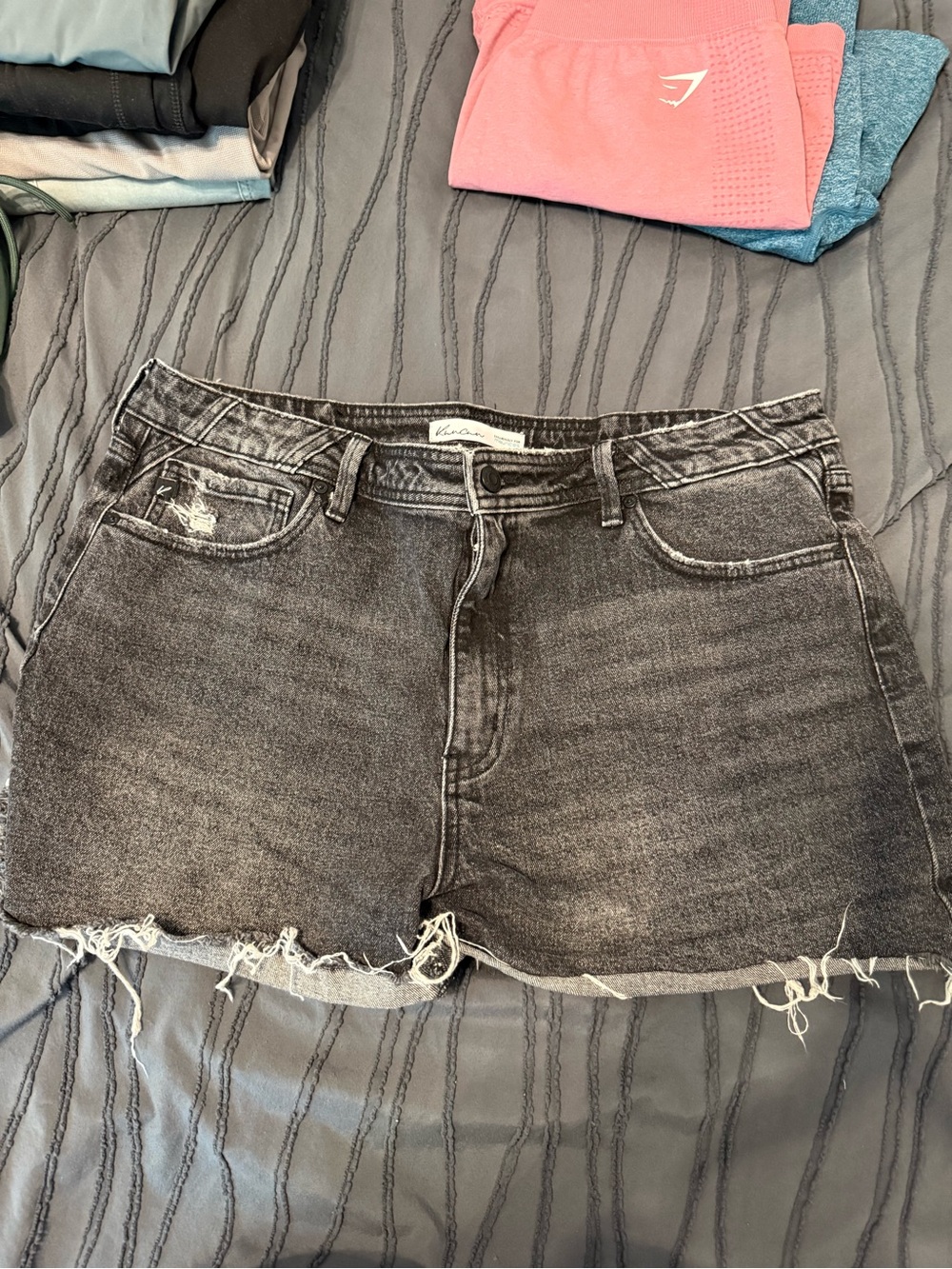 KanCan Black Wash Frayed Hem Denim Shorts